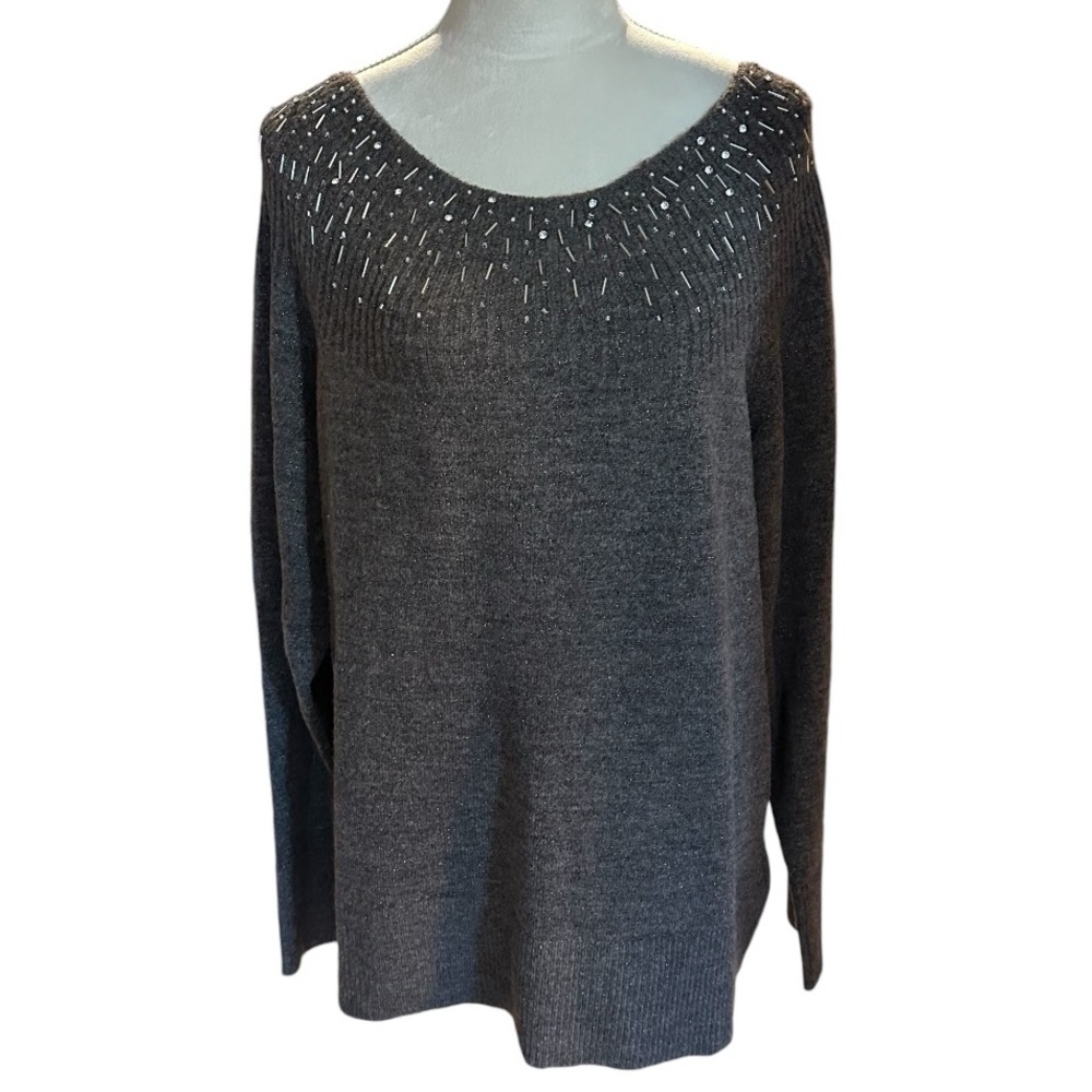 APT.9 Embellished Scoop-neck Taupe Sweater, VGUC, XXL